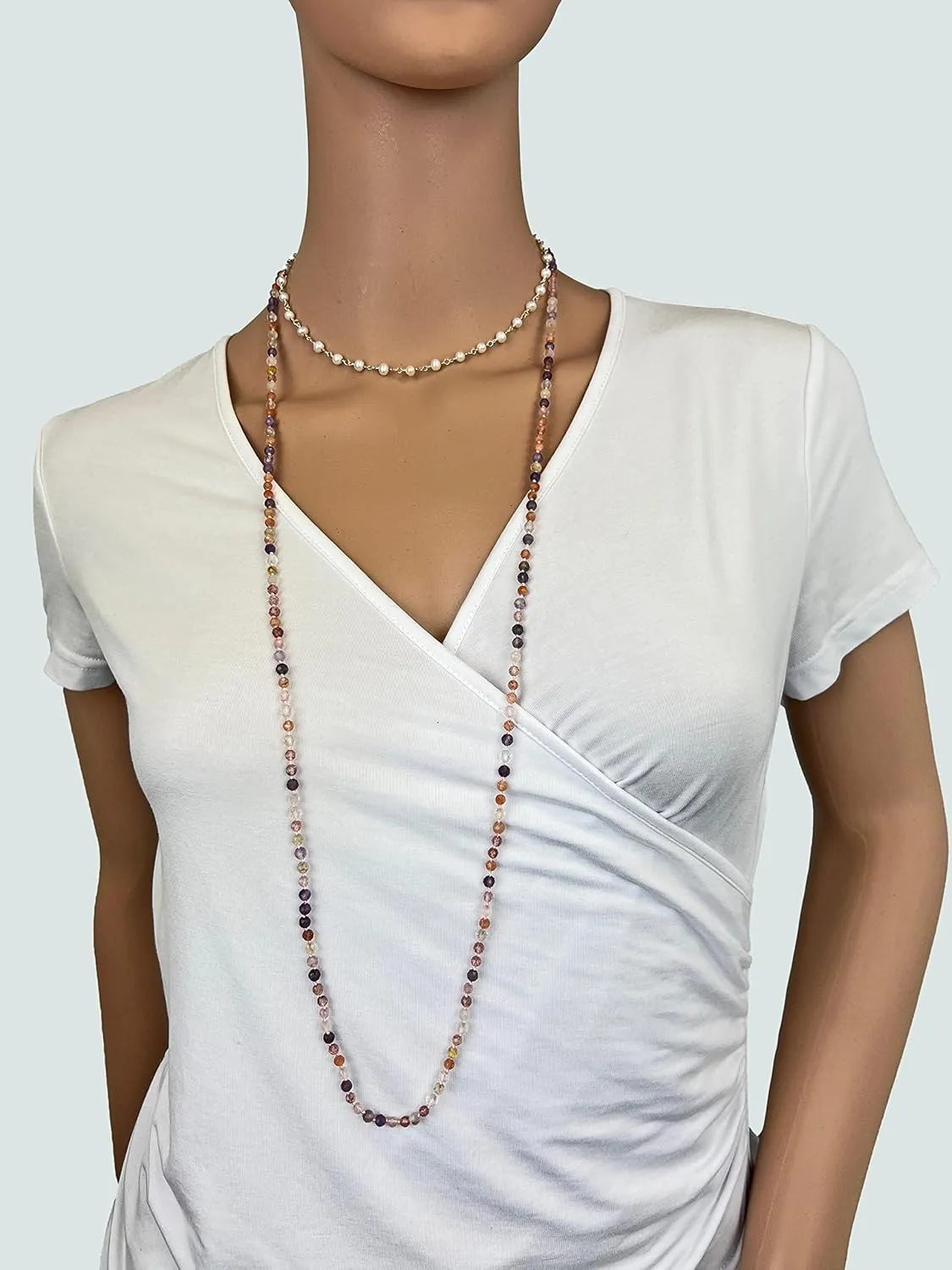 MGR MY GEMS ROCK! Beaded Semi Precious Stone Alternating Stone or Same Stone Collar or Choker Necklace for Wome, 14.50" Long with 3" Extender.