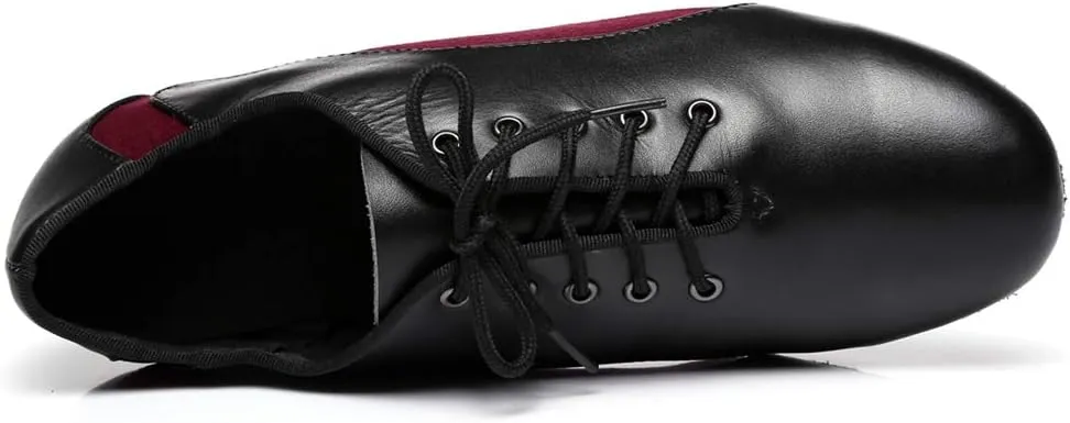 Minishion Men's Lace-up 1" Standard Heel Leather Suede Ballroom Latin Dance Shoes
