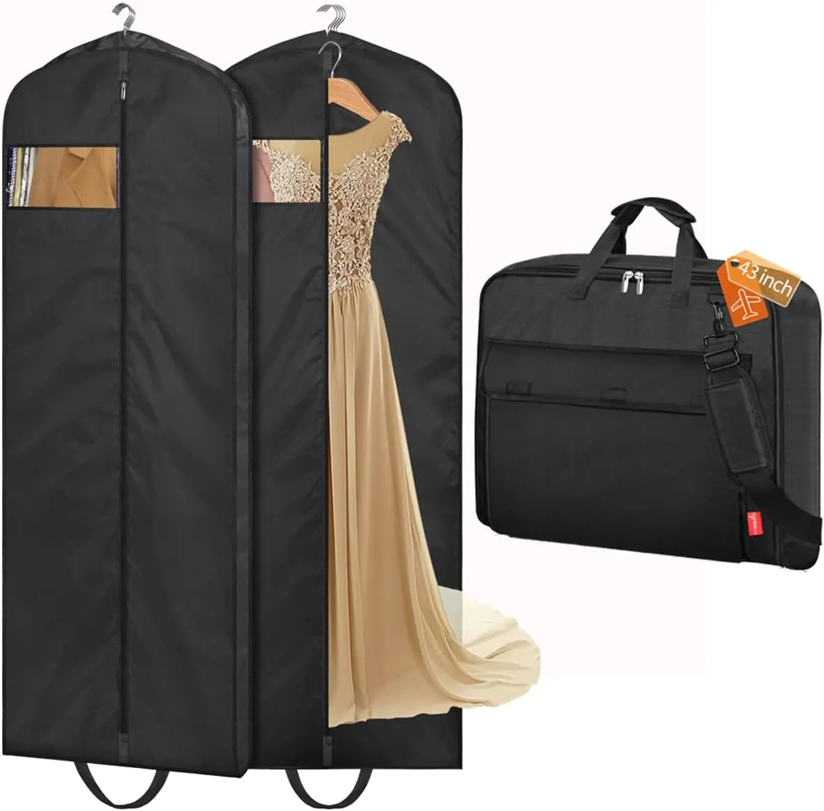 MISSLO 65" Garment Bag Bundle with 43" Carry On Garment Bag