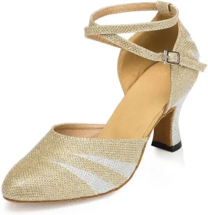 Misu Women's Closed Toe Suede Sole Latin Salsa Tango Practice Ballroom Dance Shoes with