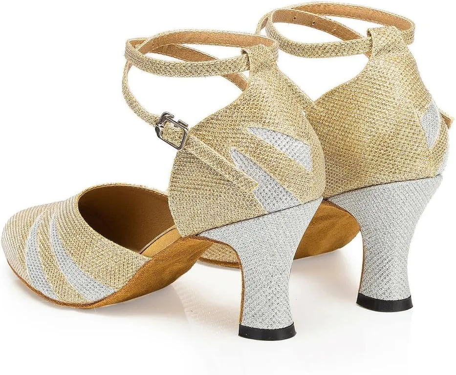 Misu Women's Closed Toe Suede Sole Latin Salsa Tango Practice Ballroom Dance Shoes with