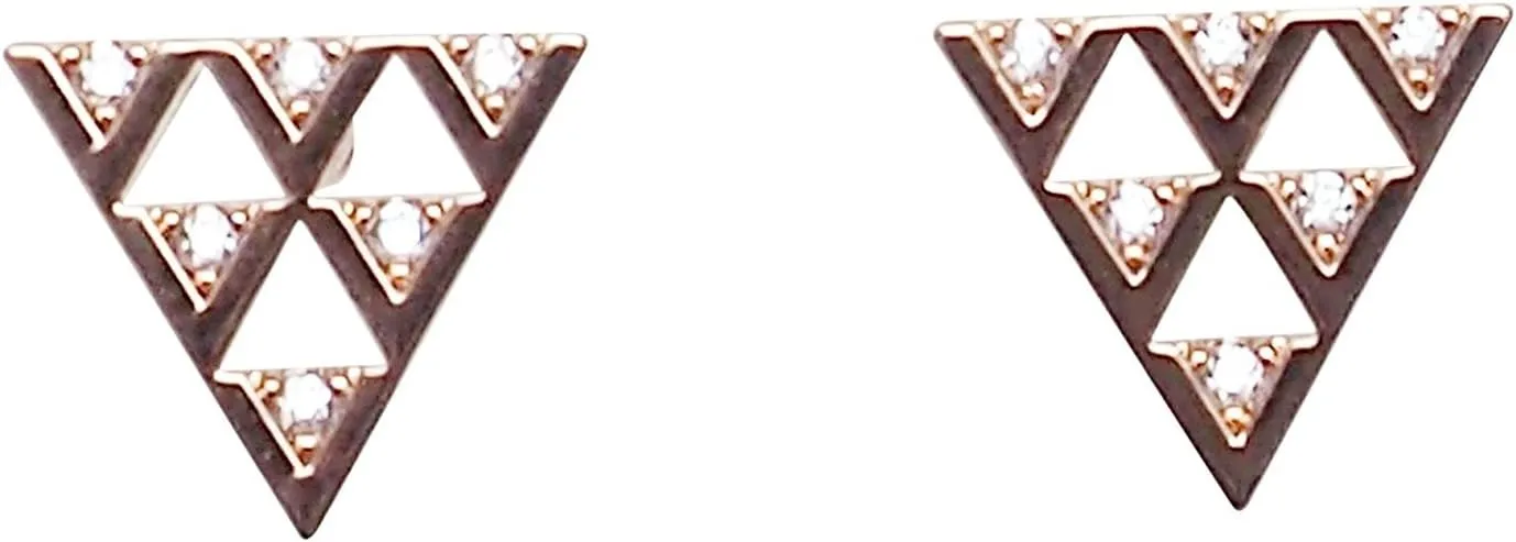 Miyabi Grace Womens Minimalist Cubic Zirconia CZ Triangle Pave 925 Sterling Beautiful & Comfortable Silver Stud Earrings,