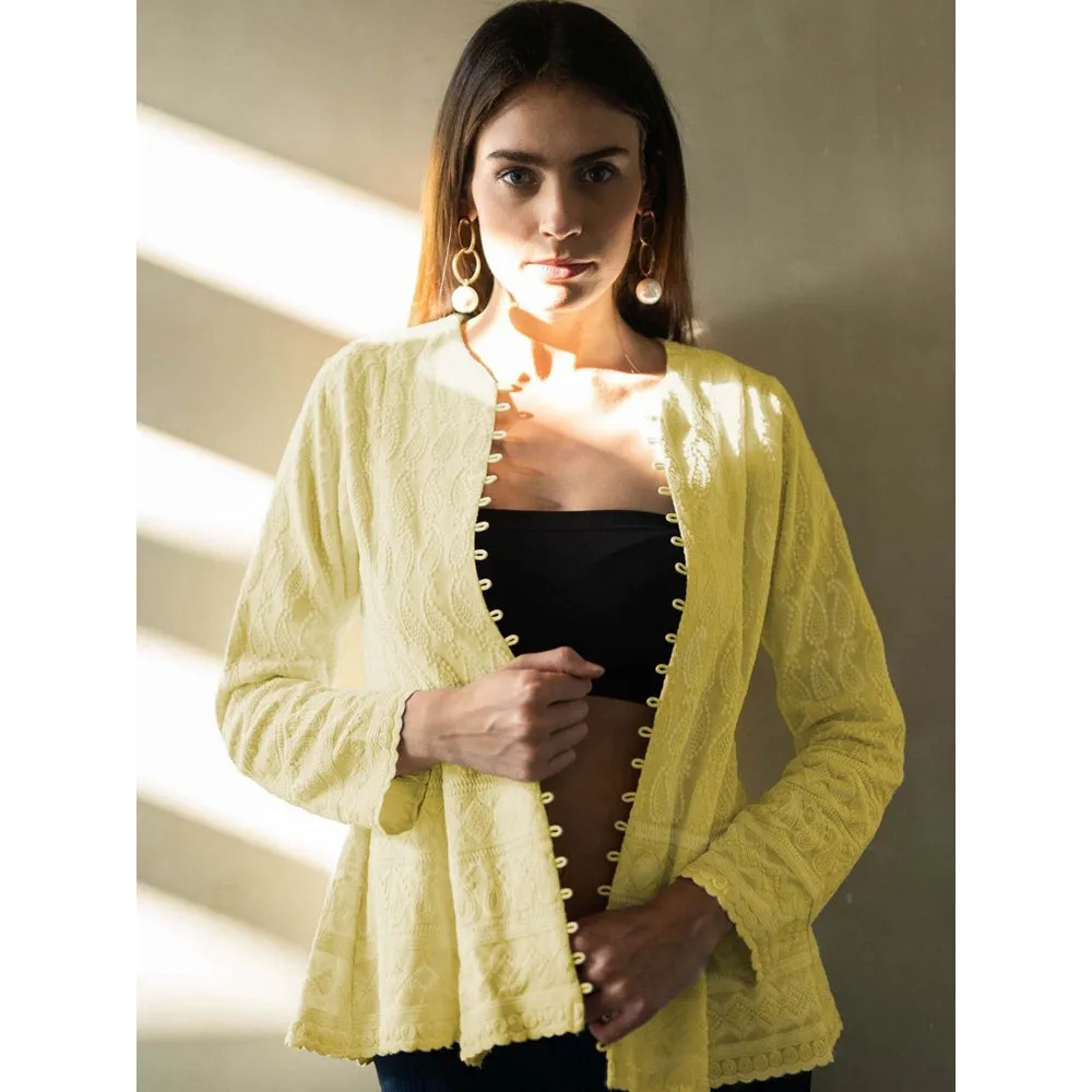 MONK & MEI Uff Sunshine Yellow-Embroidered Jacket