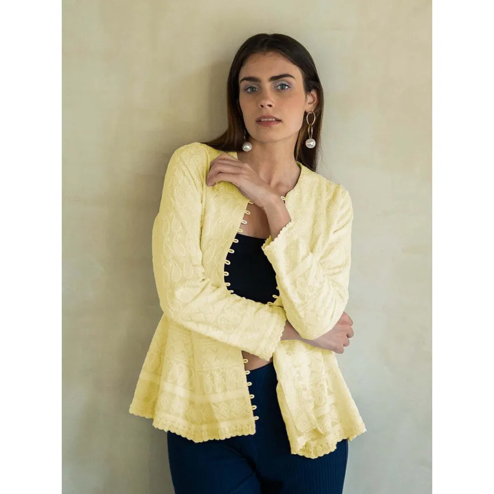 MONK & MEI Uff Sunshine Yellow-Embroidered Jacket
