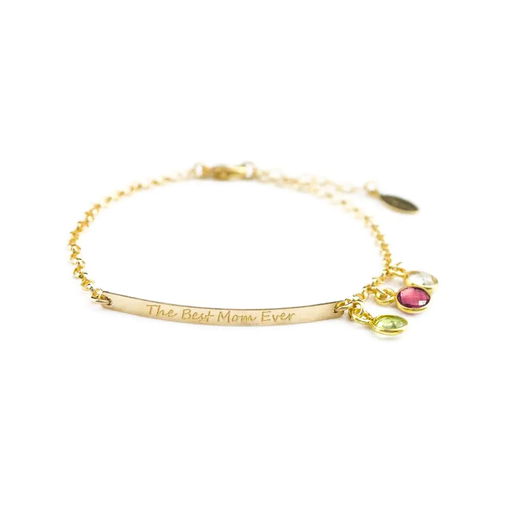Mother's day gift, Personalized Birthstone bracelet for mom custom birthstone bracelet, Mother's Day Gift, skinny bar and 6mm pendants