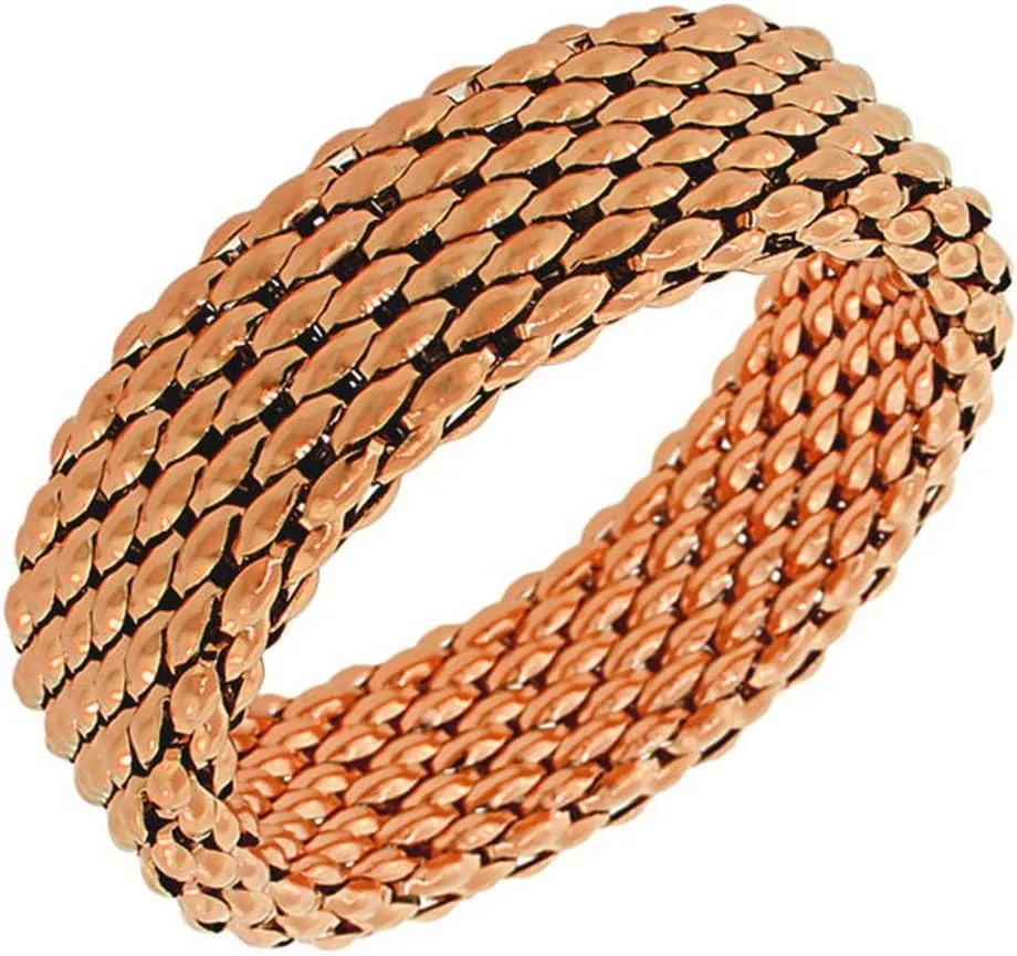 My Daily Styles - Pink Gold Treasure Bangle - Stretch Bracelets for Women - Chunky Mesh Bracelet - Stainless Steel Women's Bangle Bracelet - Beautiful Rose Gold Tone - Wide Stretch Bracelet