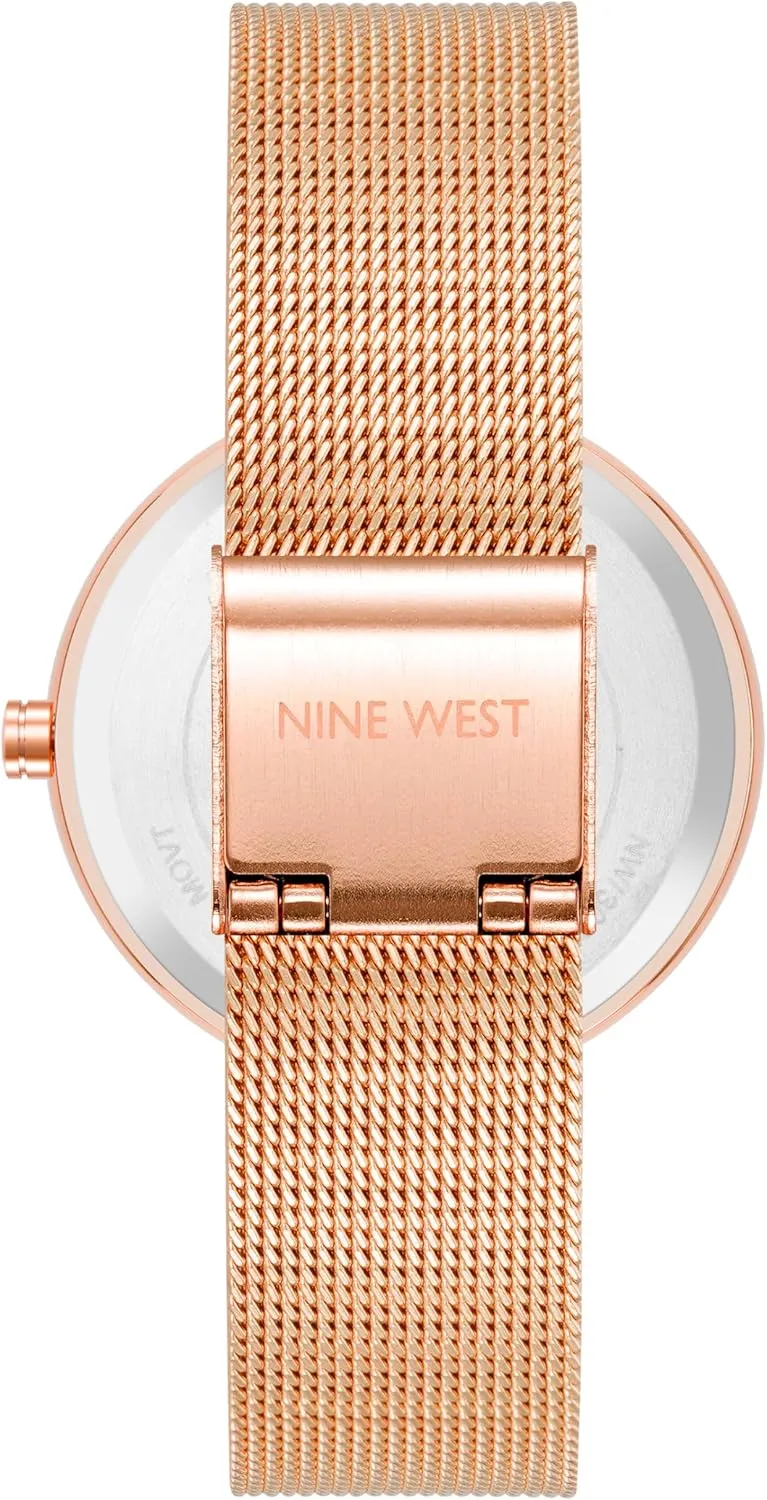Nine West Women's Floral Dial Mesh Bracelet Watch