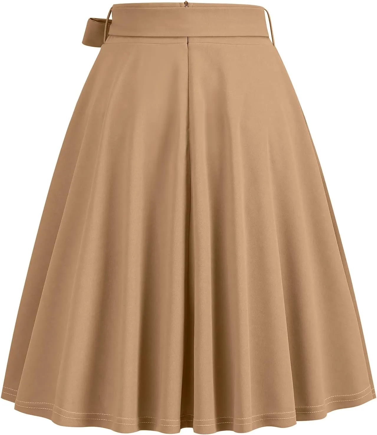 OBEEII Women's Pleated Vintage Skirt High Waist Flare A-Line Midi Skirts with Pockets