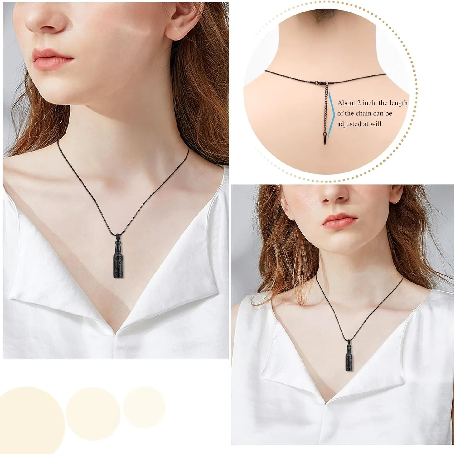 Oinsi Beer Bottle Cremation Jewelry for Ashes Stainless Steel Cylinder Tube Memorial Urn Necklace Keepsake Pendant Jewelry for Human Ashes with Filling Kits