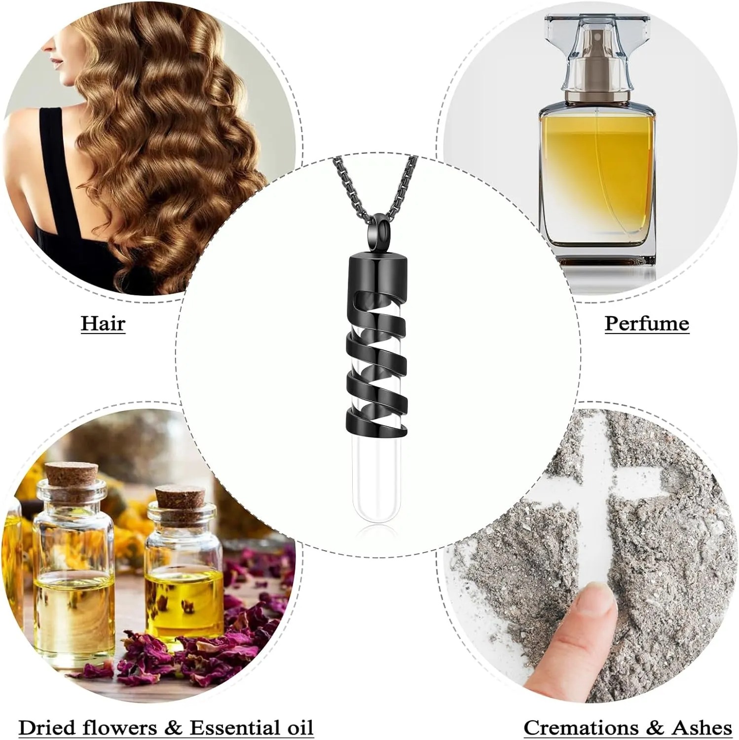Oinsi Clear Glass Tube Cremation Urn Jewelry Ashes Holder Necklace Keepsake Memorial Pendant Including Box/Fill Kits