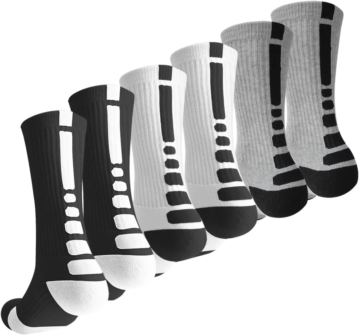 OLCHEE Boys Sock Basketball Soccer Hiking Ski Athletic Outdoor Sports Thick Calf High Crew Socks Multipack