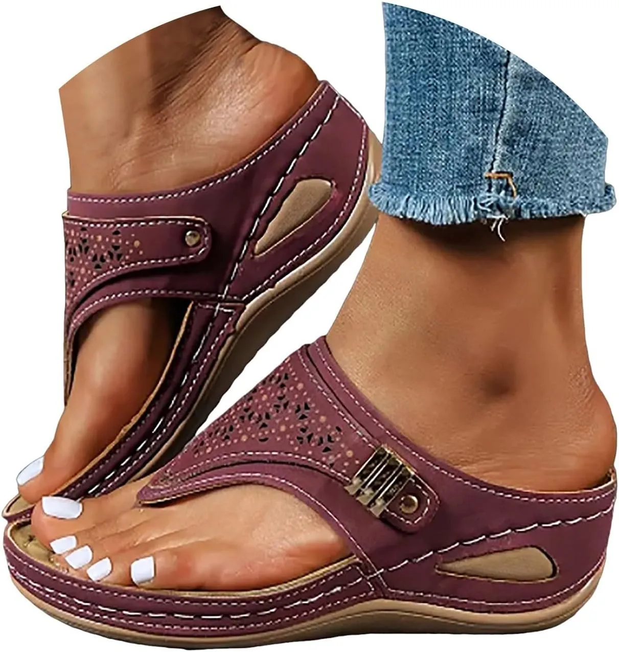Orthopedic Flip Flops for Women,2025 Summer Casual Open Toe Non Slip Arch Support Mesh Breathable Sports Sandals Comfortable Slip On Platform Sandals Dressy Summer Beach Shoes