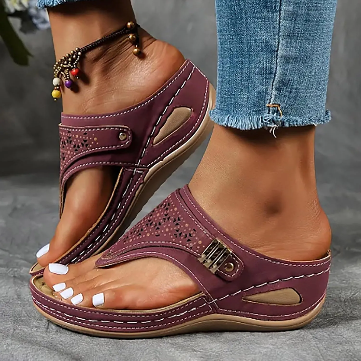 Orthopedic Flip Flops for Women,2025 Summer Casual Open Toe Non Slip Arch Support Mesh Breathable Sports Sandals Comfortable Slip On Platform Sandals Dressy Summer Beach Shoes