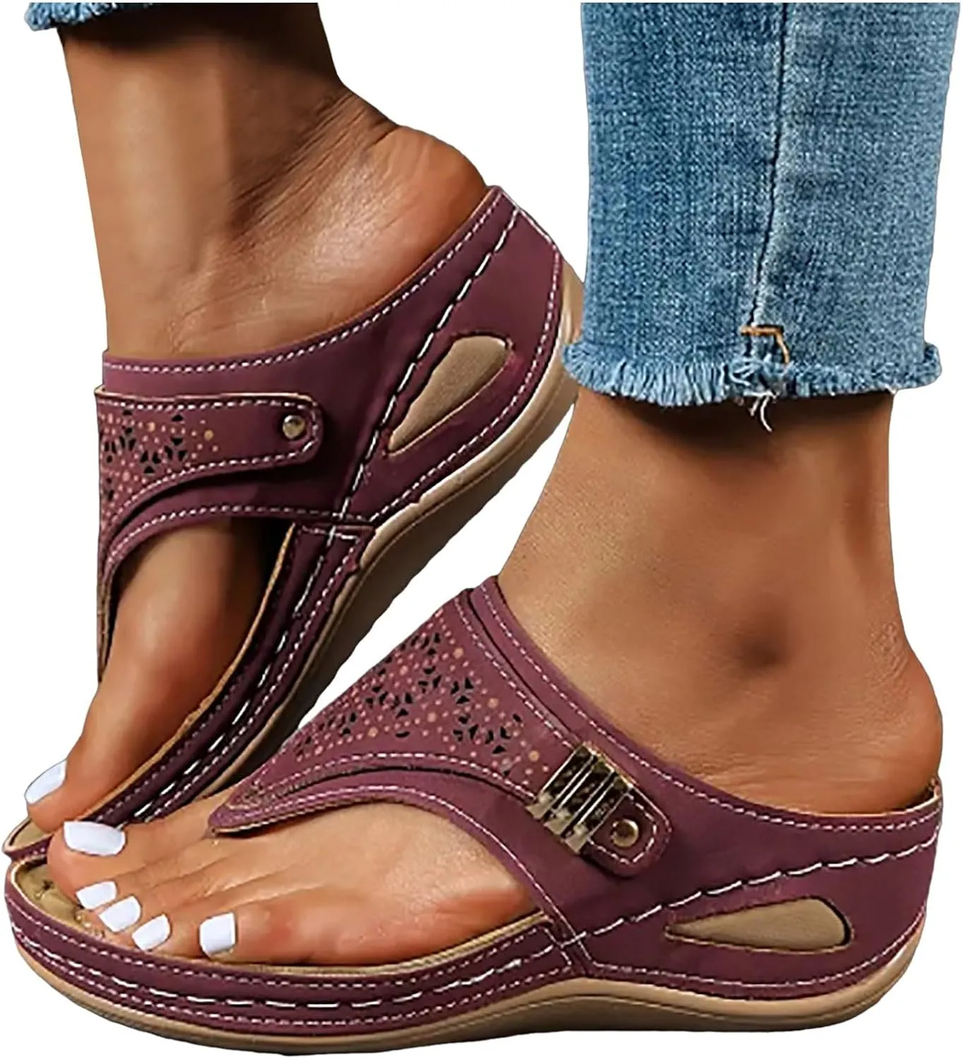 Orthopedic Flip Flops for Women,2025 Summer Casual Open Toe Non Slip Arch Support Mesh Breathable Sports Sandals Comfortable Slip On Platform Sandals Dressy Summer Beach Shoes