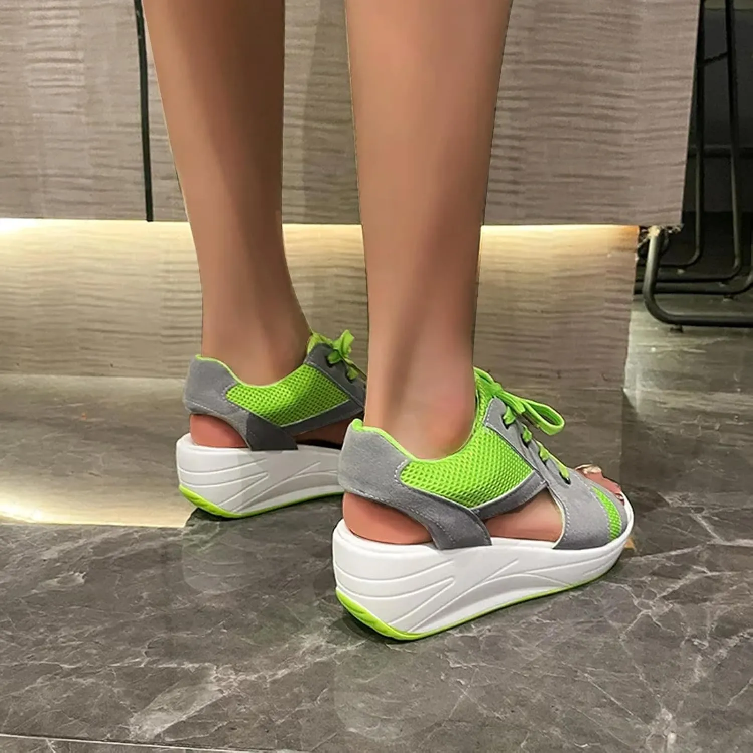 Orthopedic Sandals for Women Tennis Cutout Sport Platform Shoes Lace Up Muffin Sneaker Casual Beach Outdoor Walk Shoes