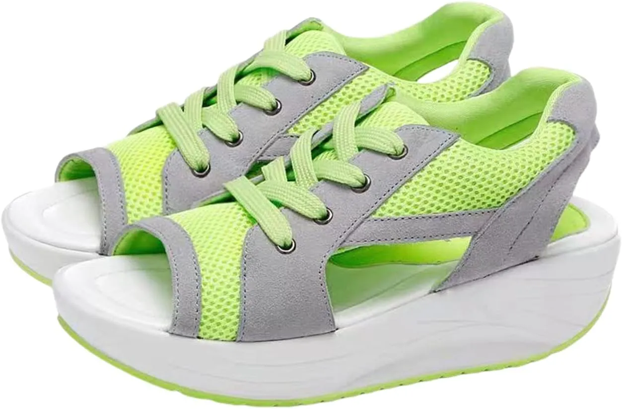 Orthopedic Sandals for Women Tennis Cutout Sport Platform Shoes Lace Up Muffin Sneaker Casual Beach Outdoor Walk Shoes