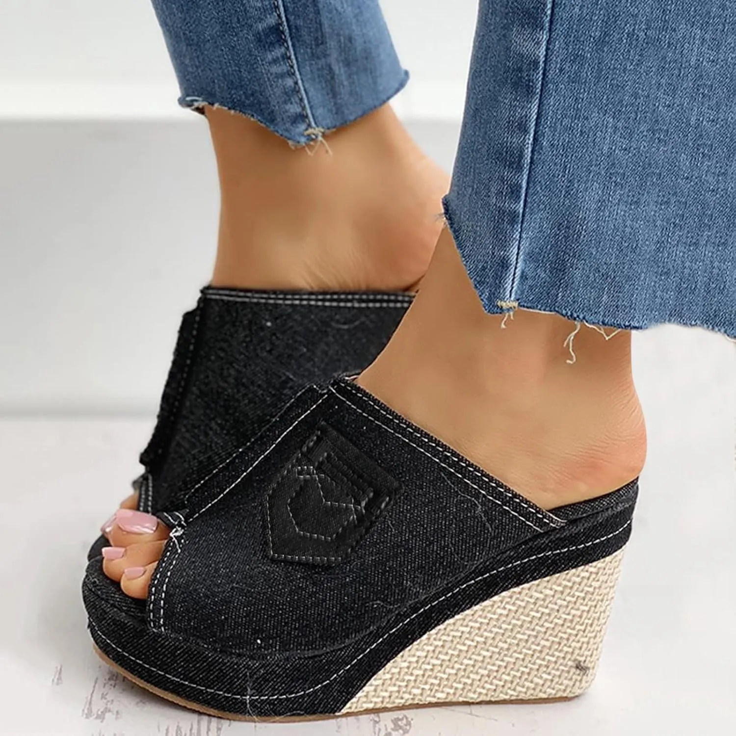 Orthopedic Wedge Sandals for Women 2025 Summer Casual Slip On Backless Espadrilles Platform Sandal Shoes Ankle Strap Leather Beach Dressy Open Toe Chunky Platform Shoes