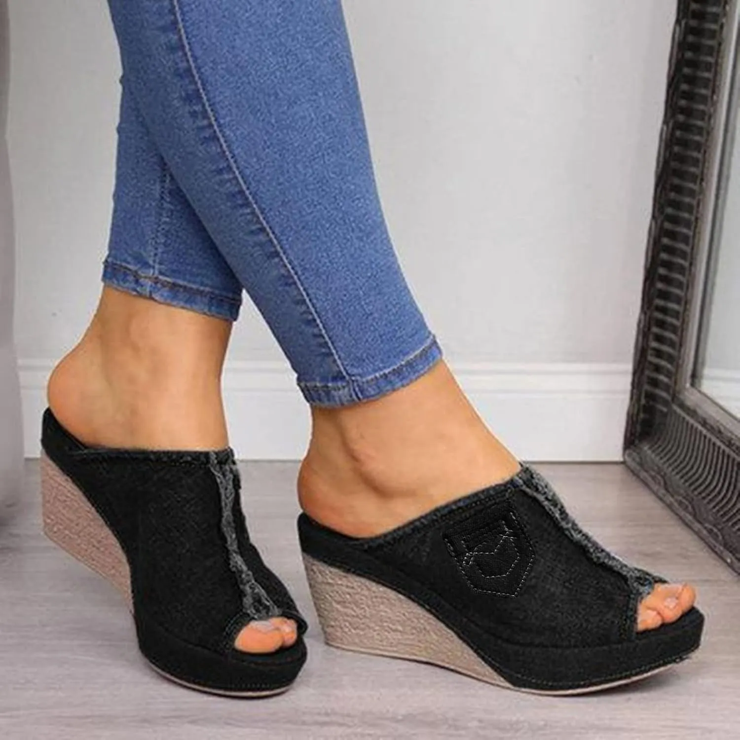 Orthopedic Wedge Sandals for Women 2025 Summer Casual Slip On Backless Espadrilles Platform Sandal Shoes Ankle Strap Leather Beach Dressy Open Toe Chunky Platform Shoes