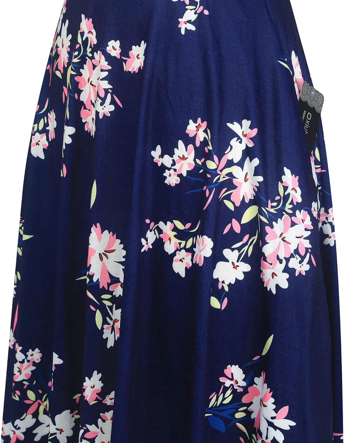 oxiuly Women's Vintage Dot V-Neck Cap Sleeve Casual Pockets Swing Tea Dress OX296