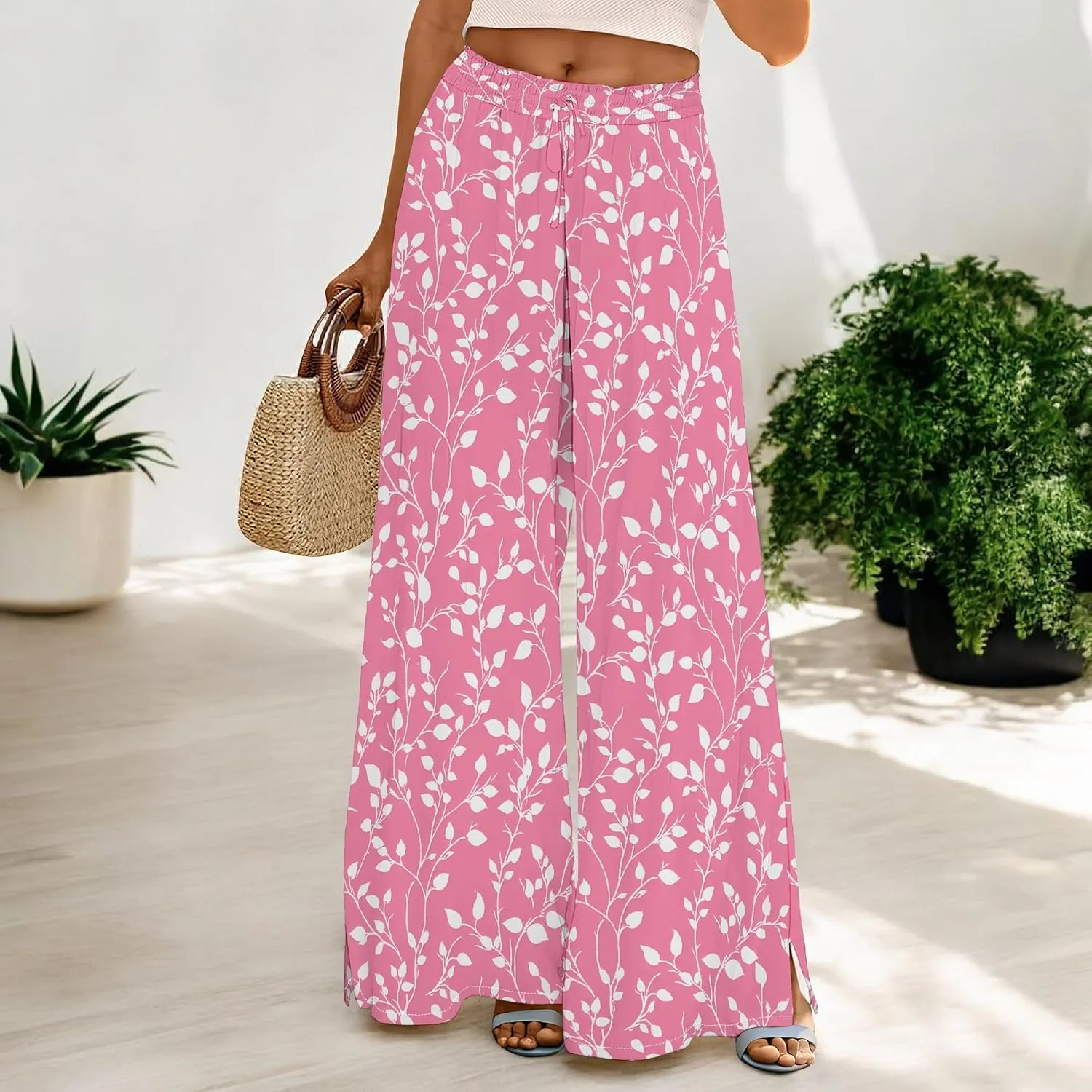 Palazzo Pants for Women Flowy Wide Leg High Waisted Trousers Long Dressy Bottoms
