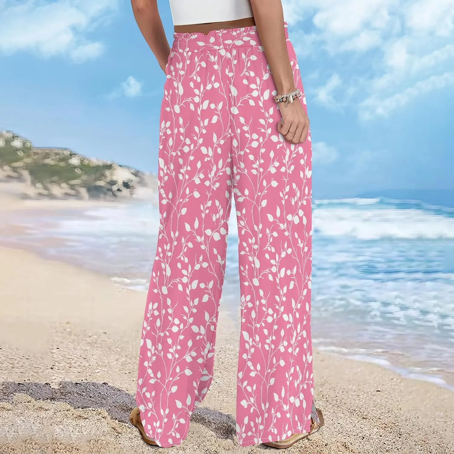 Palazzo Pants for Women Flowy Wide Leg High Waisted Trousers Long Dressy Bottoms