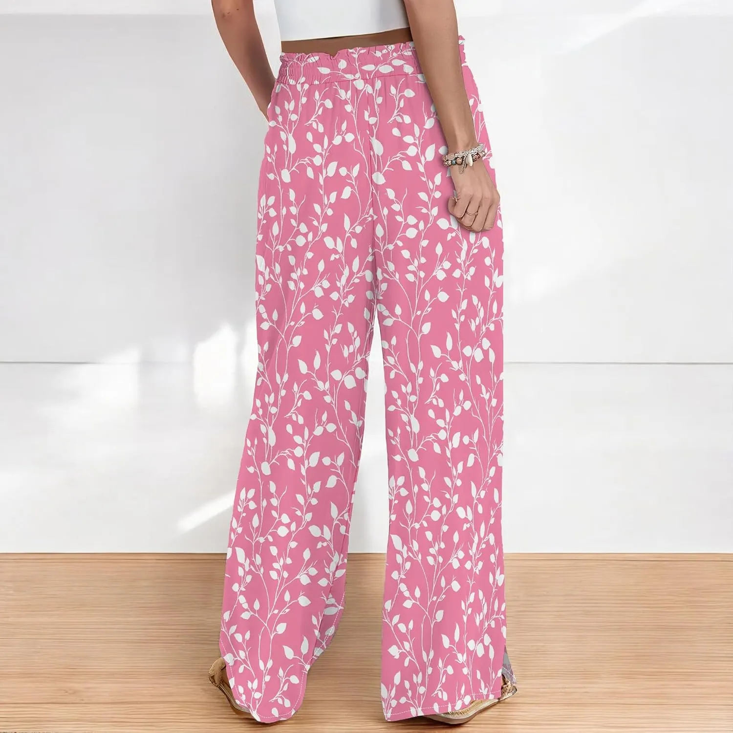 Palazzo Pants for Women Flowy Wide Leg High Waisted Trousers Long Dressy Bottoms