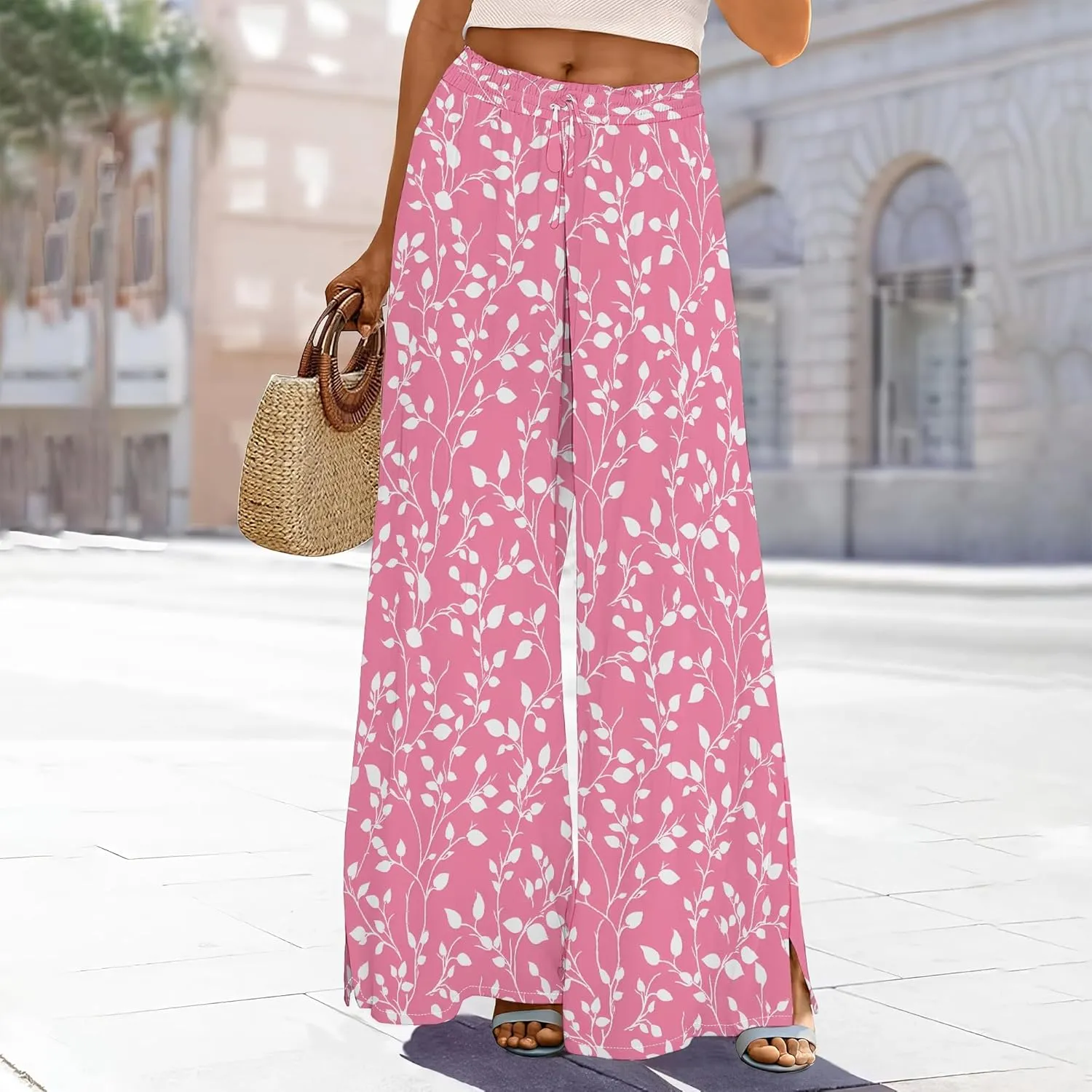 Palazzo Pants for Women Flowy Wide Leg High Waisted Trousers Long Dressy Bottoms