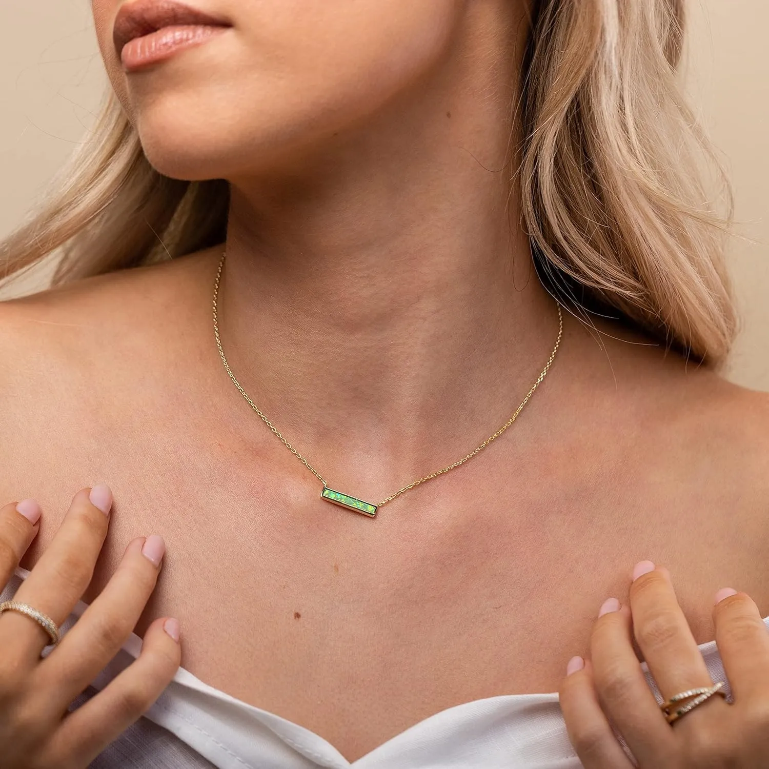 PAVOI 14K Gold Plated Opal Pendant Necklaces for Women | Created Opal Cubic Zirconia Dainty Necklace | Butterfly Round Triangle Antler Bar Pendants