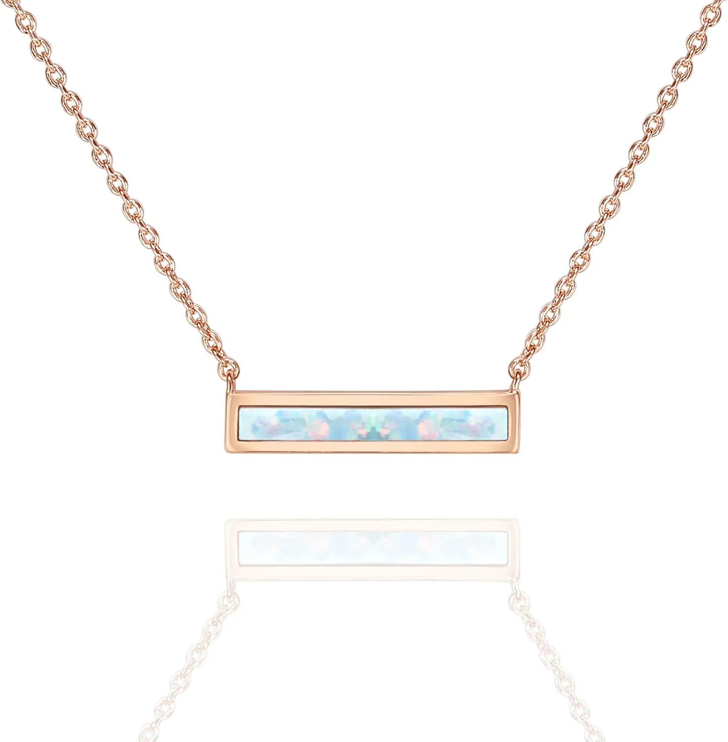 PAVOI 14K Gold Plated Opal Pendant Necklaces for Women | Created Opal Cubic Zirconia Dainty Necklace | Butterfly Round Triangle Antler Bar Pendants