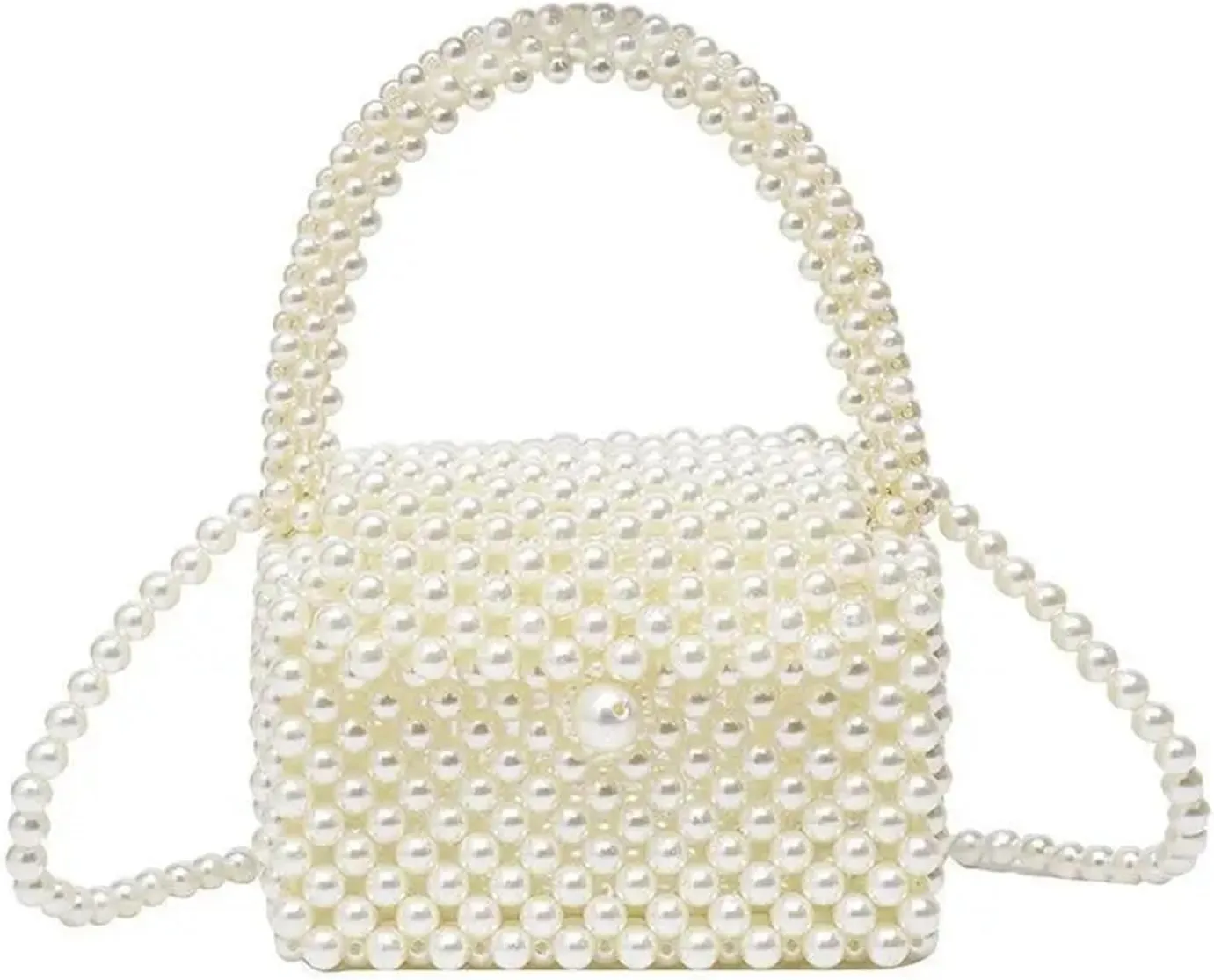 Pearl Crossbody Bags Handmade Beaded Pearl Handbags Pocket Wedding Party Clutches