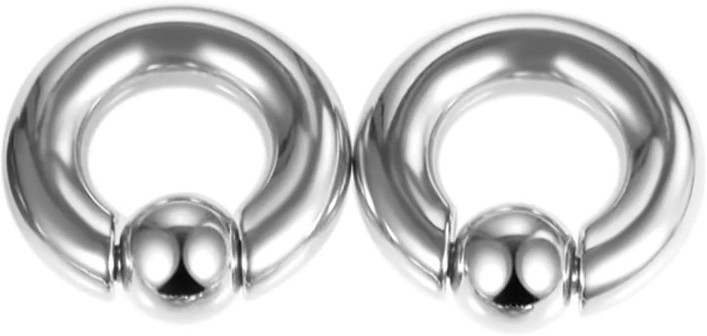 Peircings Kits 2Pcs, Surgical Steel Tunnels and Plugs Silver Hoop With Round Ball 12G-00G