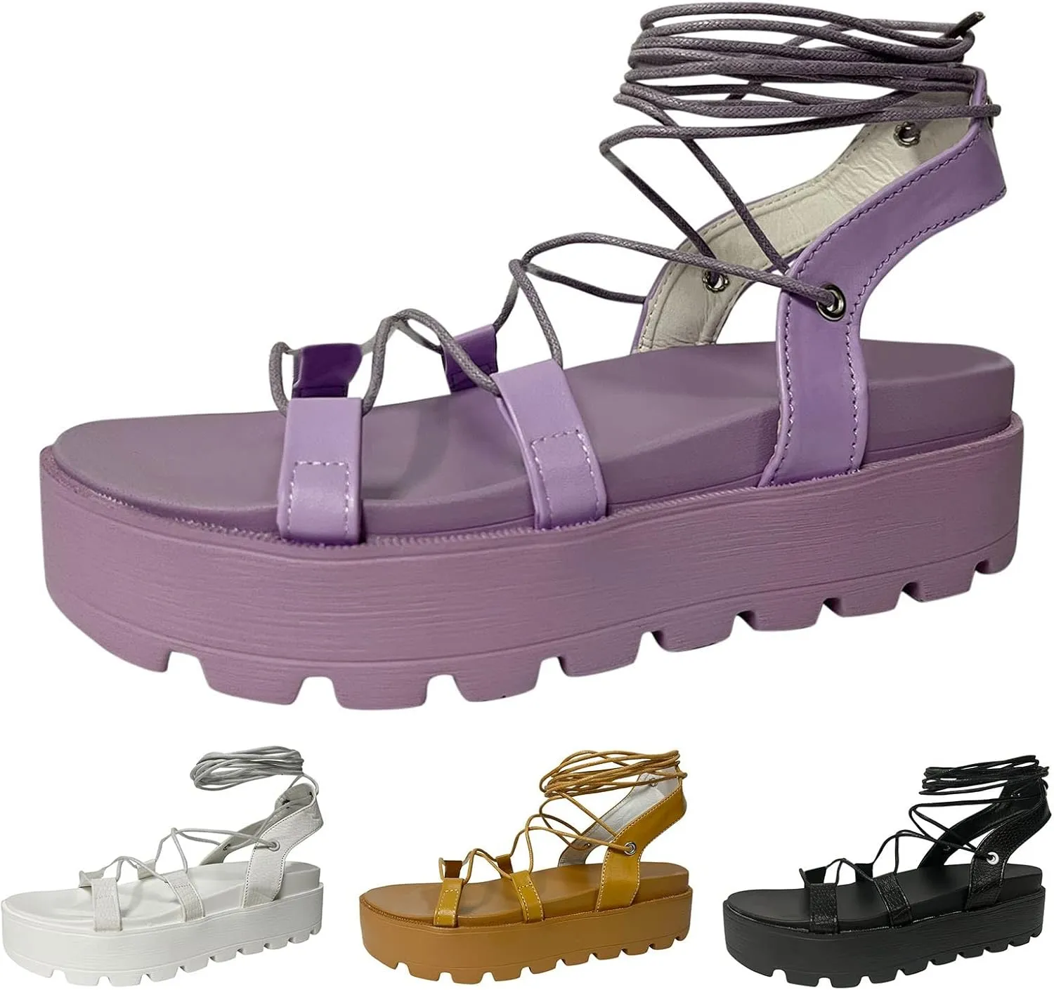 peqiut Casual Sandals Women Platform Orthopedic Sandals for Women Anti Slip Lace Up Comfortable Beach Sandals Shoes