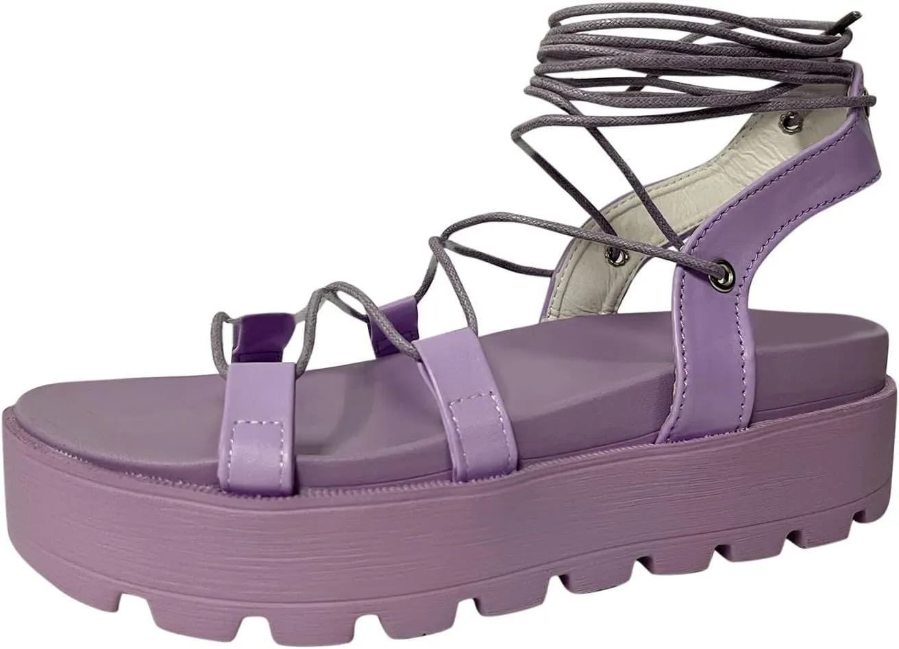 peqiut Casual Sandals Women Platform Orthopedic Sandals for Women Anti Slip Lace Up Comfortable Beach Sandals Shoes