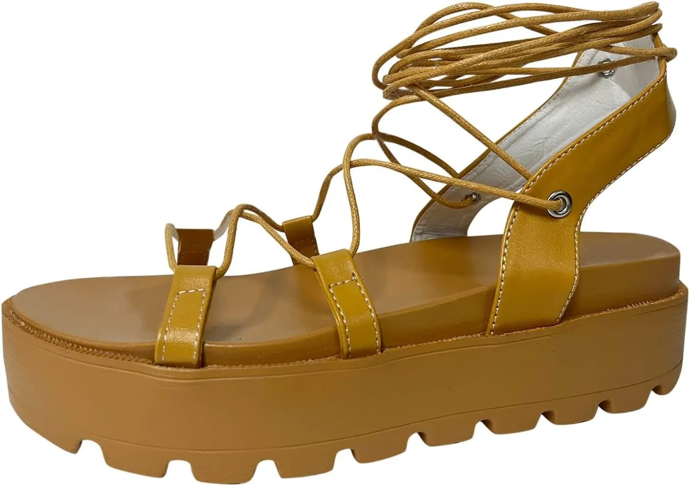 peqiut Casual Sandals Women Platform Orthopedic Sandals for Women Anti Slip Lace Up Comfortable Beach Sandals Shoes