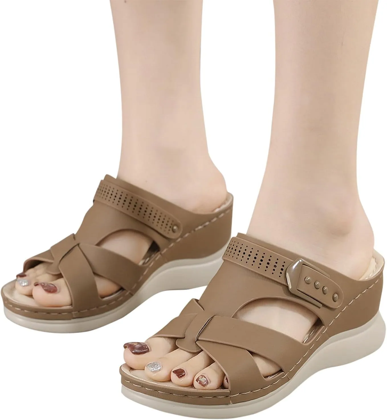 peqiut Women's Sandal Dressy Summer Wedge Orthopedic Sandals for Women Comfortable Outdoor Strap Boho Sandals Casual Slides