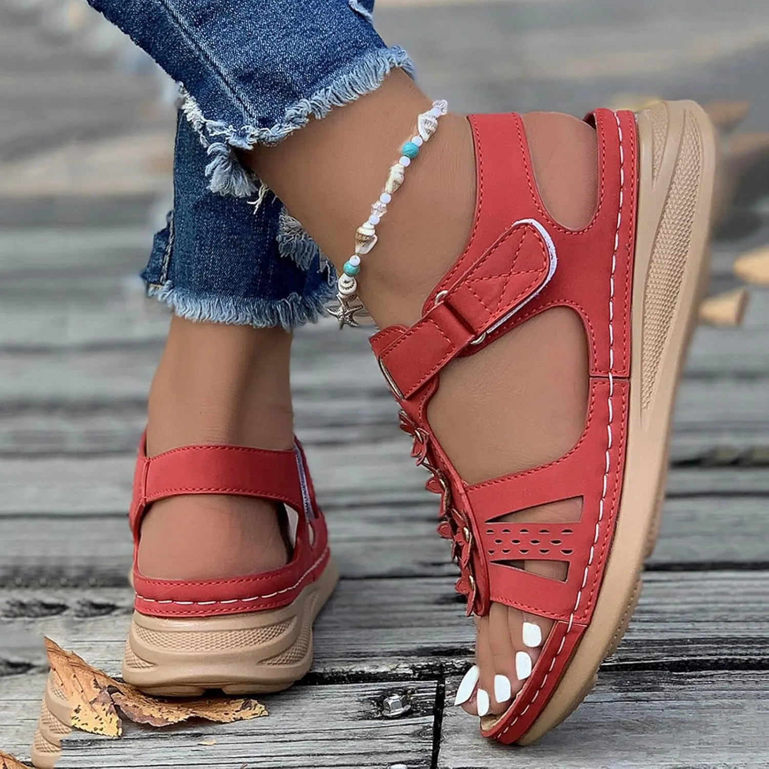 peqiut Women's Sandal Dressy Summer Wedge Orthopedic Sandals for Women Slip On Comfortable Outdoor Boho Sandals Casual Shoes