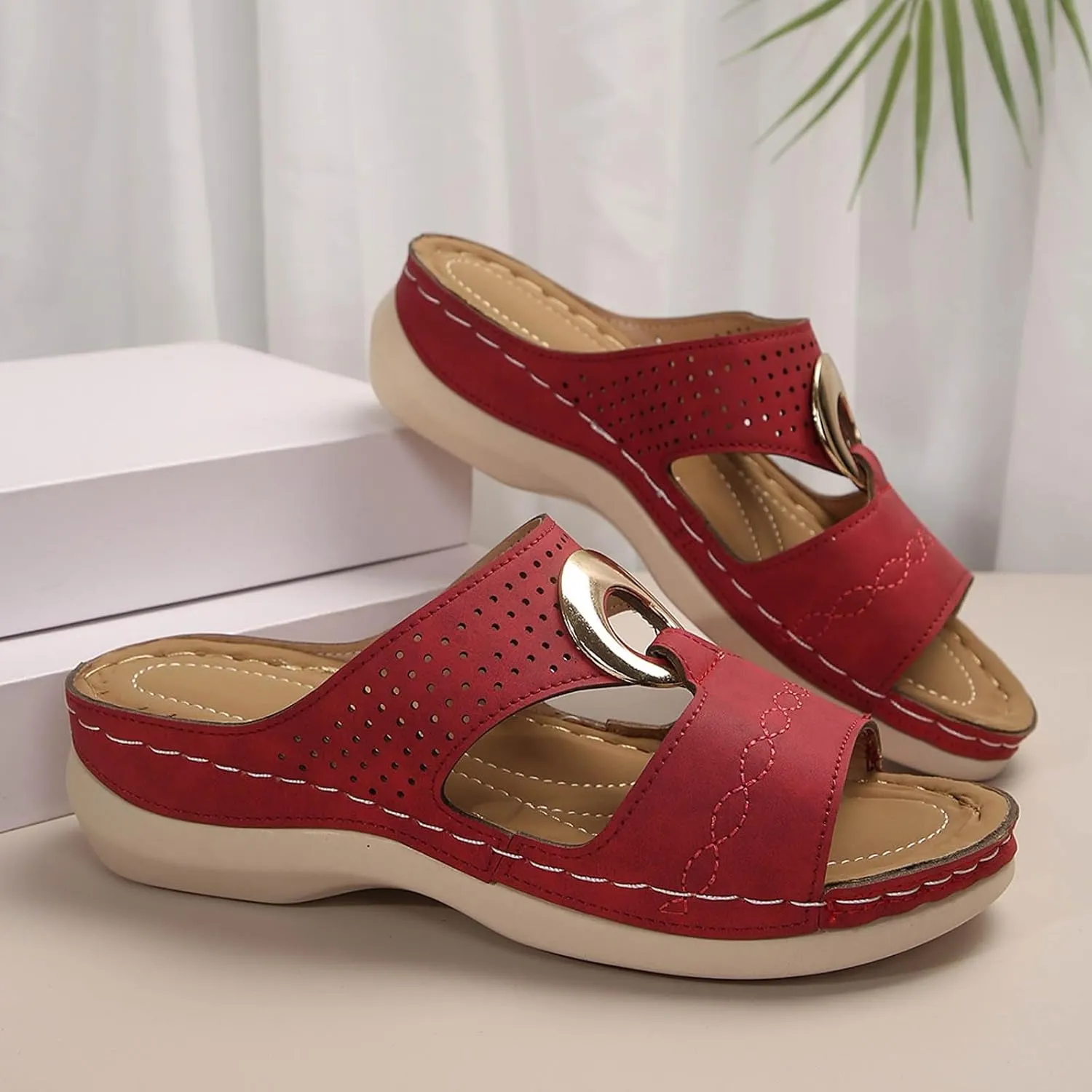 Platform Wedge Sandals Women Summer: Comfortable Open Toe Arch Support Slippers Dressy Orthopedic Shoes
