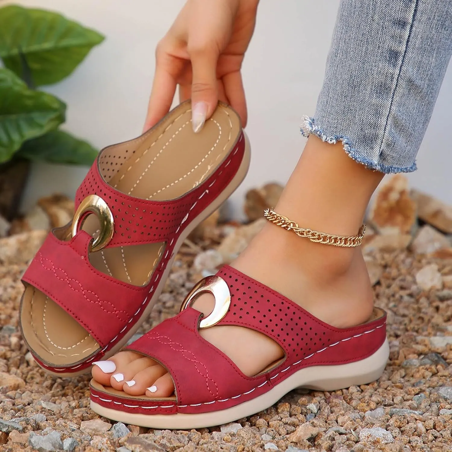 Platform Wedge Sandals Women Summer: Comfortable Open Toe Arch Support Slippers Dressy Orthopedic Shoes