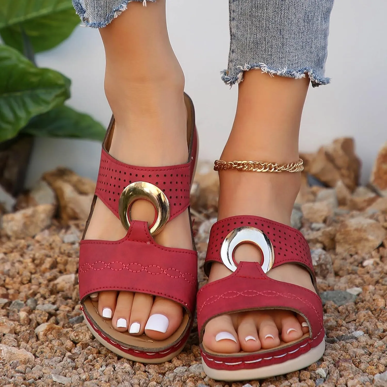 Platform Wedge Sandals Women Summer: Comfortable Open Toe Arch Support Slippers Dressy Orthopedic Shoes