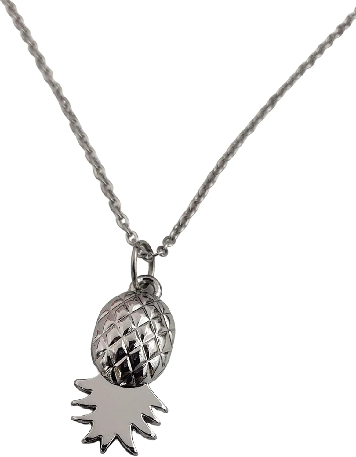 Pretty Inappropriate Upside Down Pineapple Necklace, Rose Gold, Gold, Silver, Pineapple Jewelry, Dainty, Women(Silver Textured)