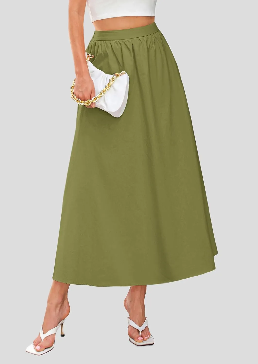 PRETTYGARDEN Maxi Skirts for Women 2025 Summer High Waisted Ruffle Casual Long Flowy A Line Skirt