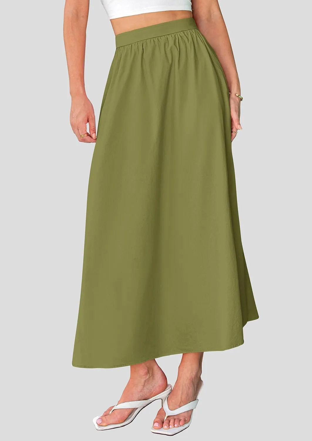 PRETTYGARDEN Maxi Skirts for Women 2025 Summer High Waisted Ruffle Casual Long Flowy A Line Skirt
