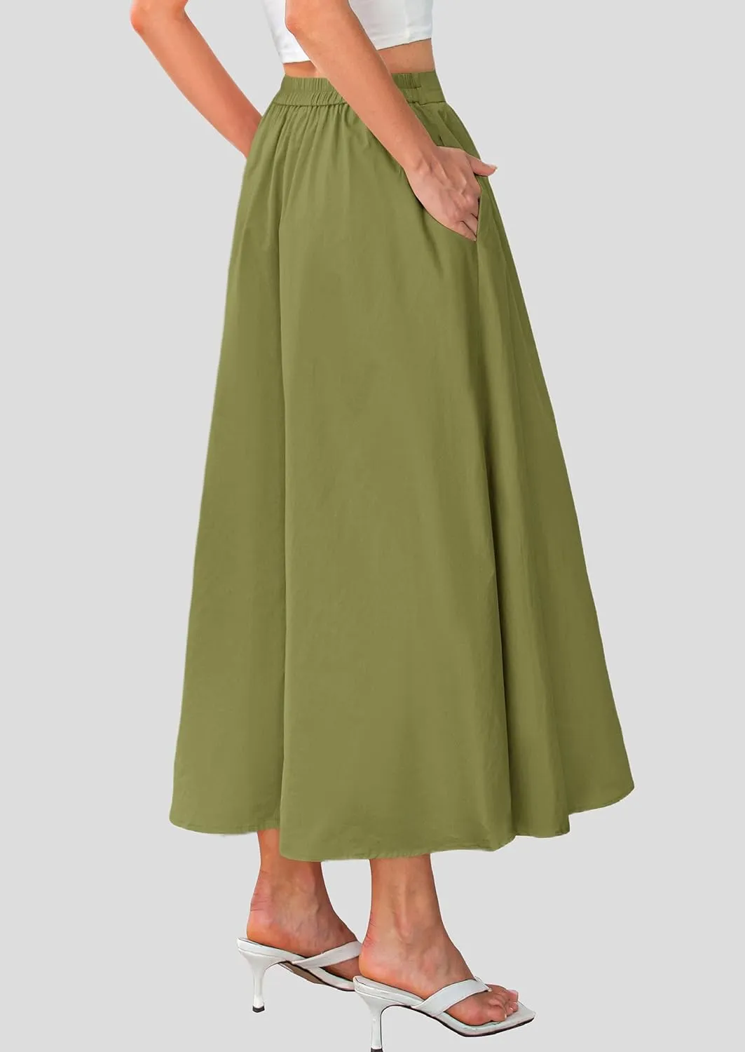 PRETTYGARDEN Maxi Skirts for Women 2025 Summer High Waisted Ruffle Casual Long Flowy A Line Skirt