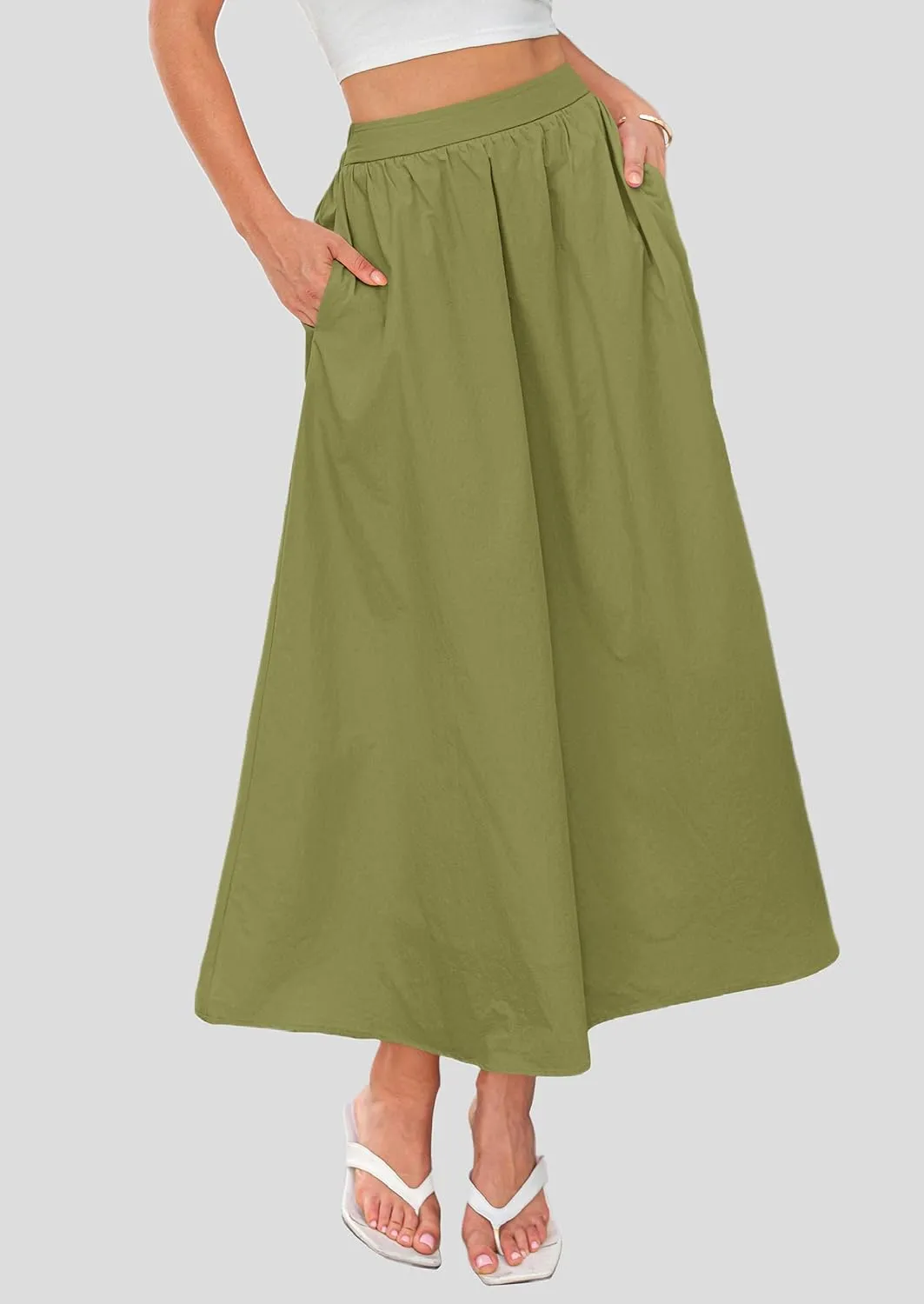 PRETTYGARDEN Maxi Skirts for Women 2025 Summer High Waisted Ruffle Casual Long Flowy A Line Skirt
