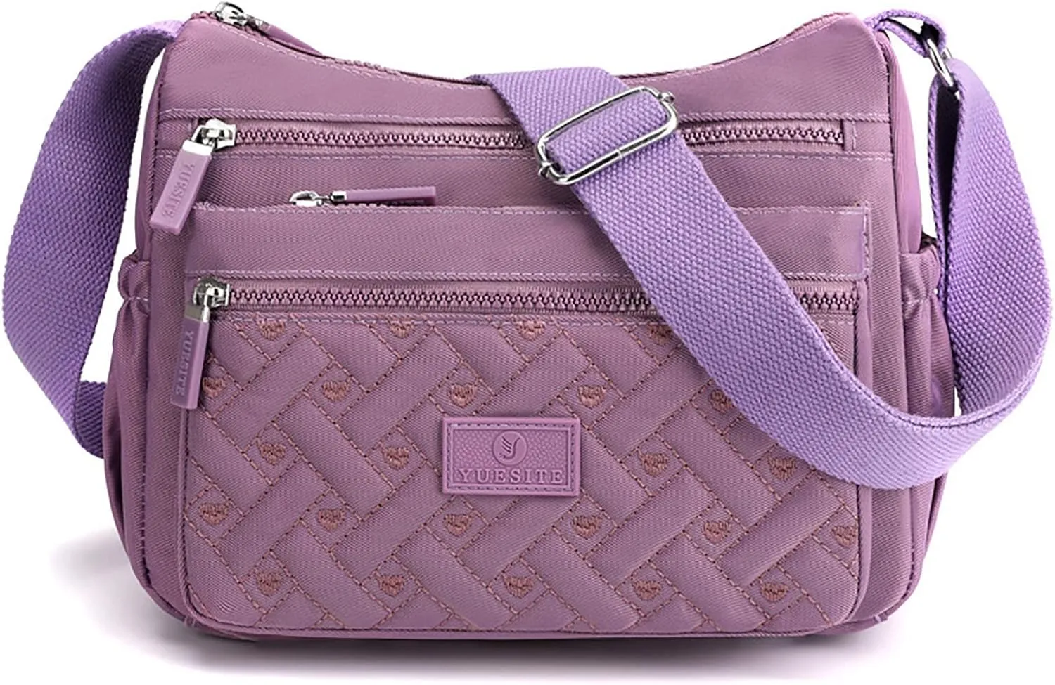 Puffy Crossbody Bags for Women Stadium Crossbody Messenger Bags for Concerts Sporting Events Small Makeup Bag(Purple)