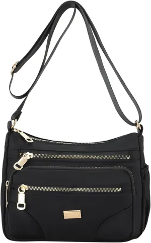 Puffy Crossbody Bags for Women Waterproof Nylon Crossbody Bags for Woman Trendy Carry on Bag for Airplanes Women(Black)