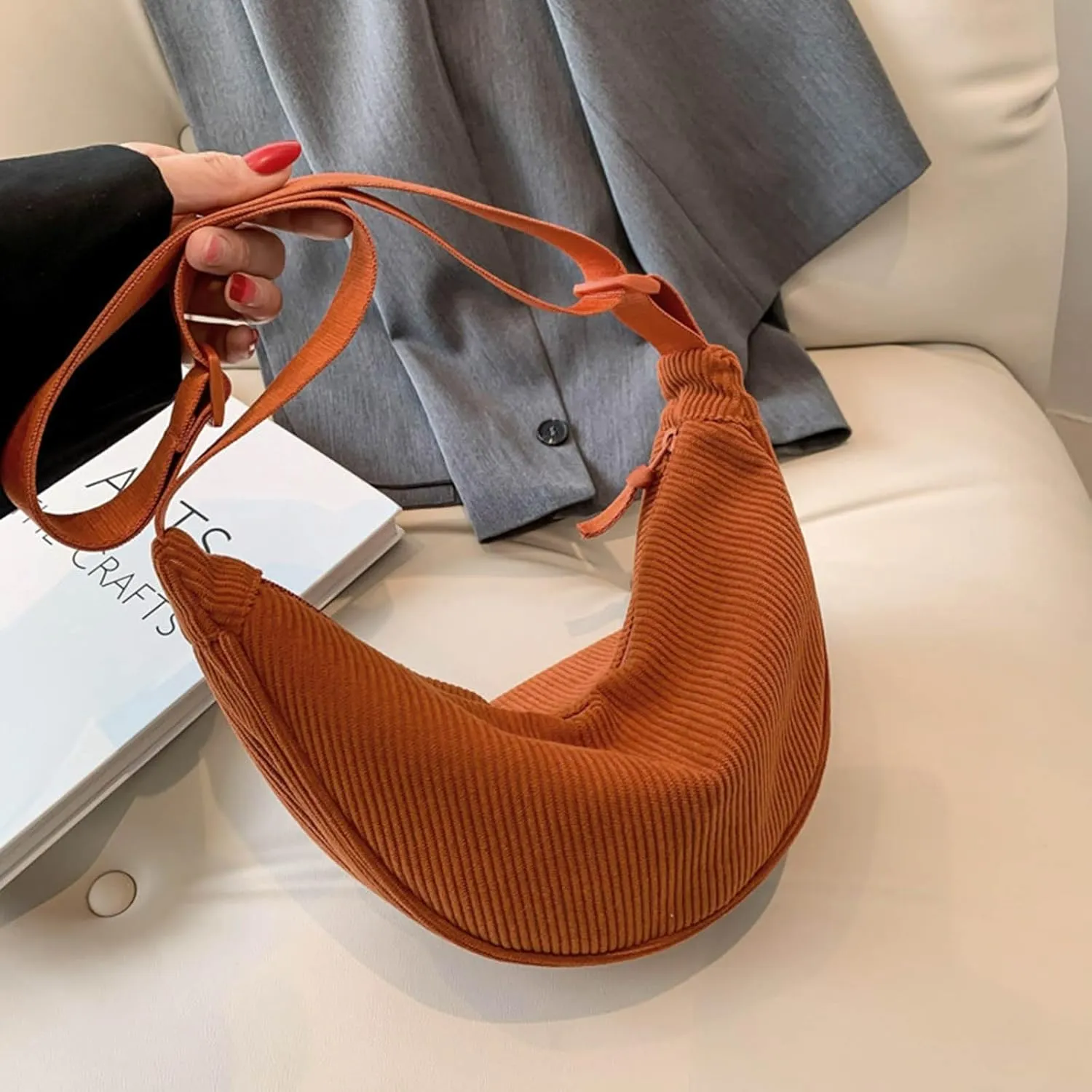 Purses for Women Crossbody Anti Theft Fashion Canvas Hippie Crossbody Bags Carry on Bag for Airplanes Women(Khaki)