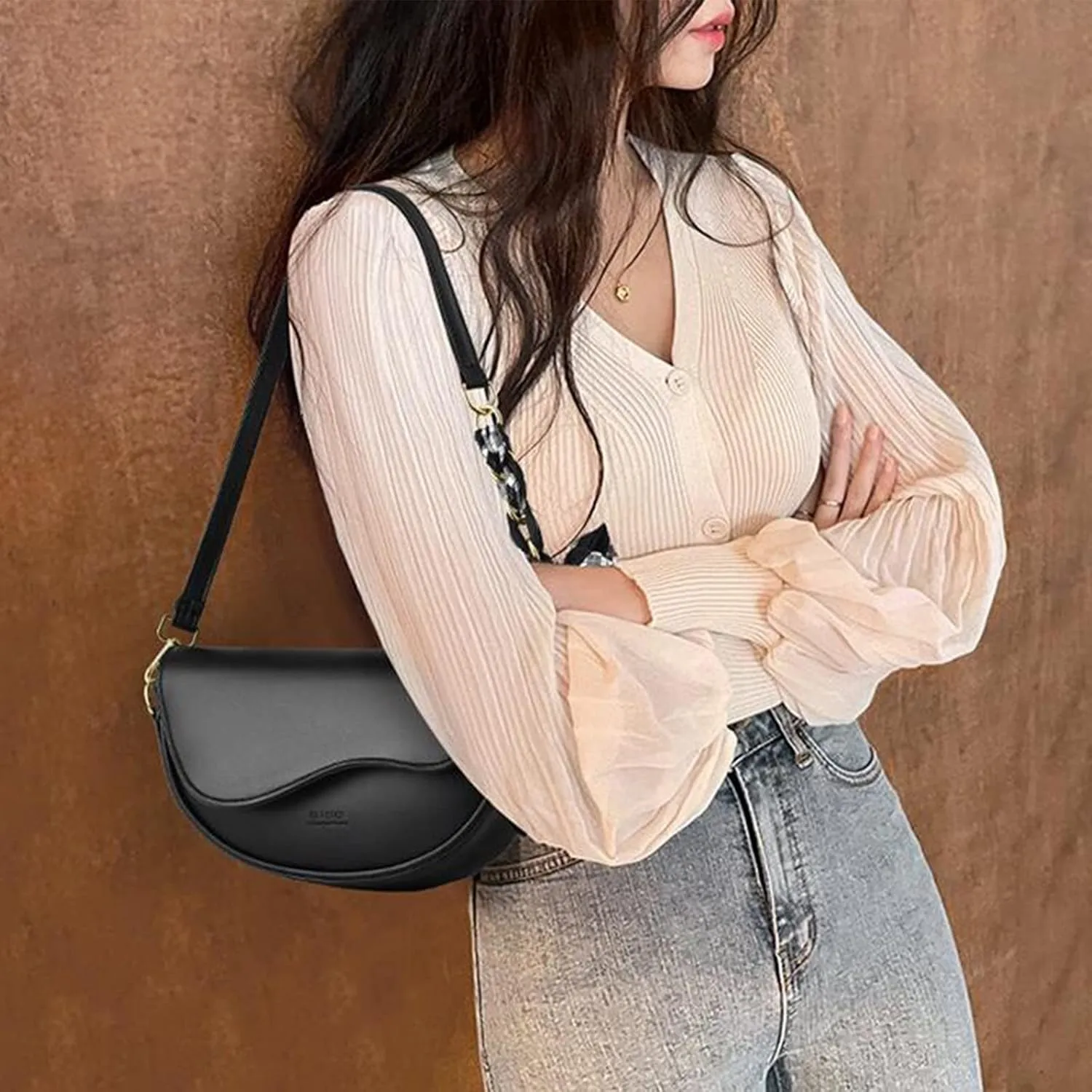 Purses for Women Crossbody Anti Theft Fashion Cotton Canvas Handbags Tote Purses Multi Compartment Purse(Black)