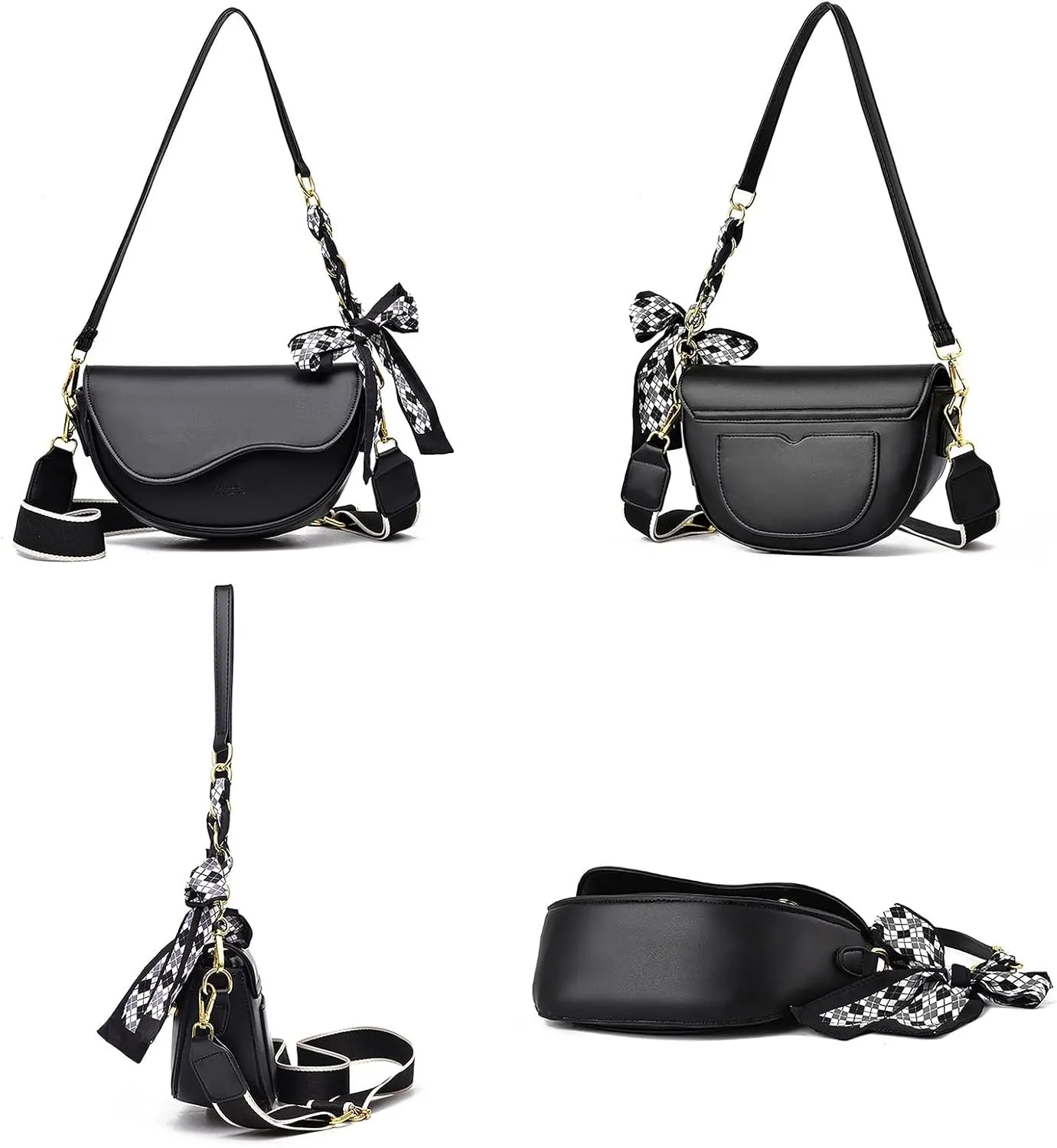 Purses for Women Crossbody Anti Theft Fashion Cotton Canvas Handbags Tote Purses Multi Compartment Purse(Black)