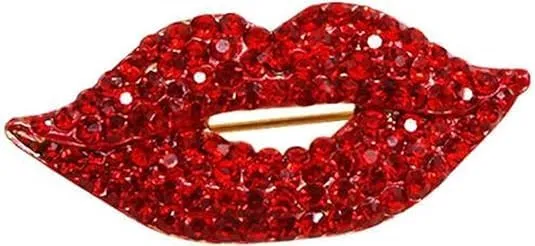 Red Lips Rhinestone Brooch Pin Women Red Lips Full Rhinestone Brooch Pin Creative Sexy Crystal Shining Mouth Brooch Party Wedding Jewelry Accessories Gift Brooches and Pins Jewelry